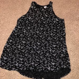 floral black tank top
